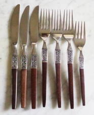 Ekco Eterna Forged Stainless Japan EKS14 MCM Danish 3 Dinner Knives & 4 Forks