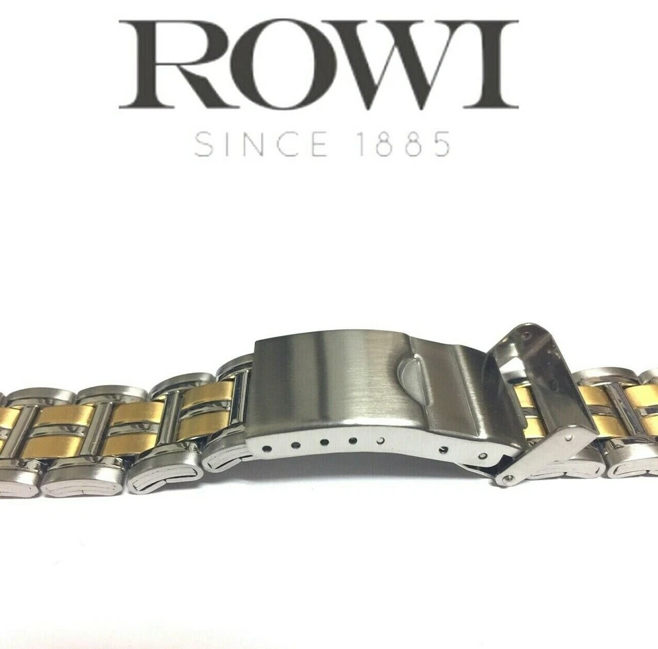 NUEVA CORREA DE RELOJ PULSERA 18mm 20mm 22mm ROWI 304204 ACERO INOXIDABLE/CHAPADA EN ORO Foto 3 de 4
