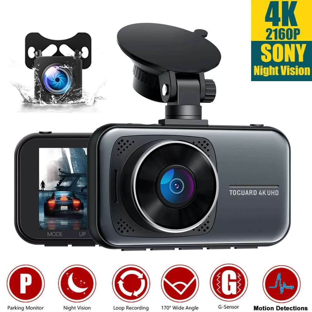 TOGUARD 4K UHD Dual Dash Cam Car Dashboard Camera Drive Recorder
