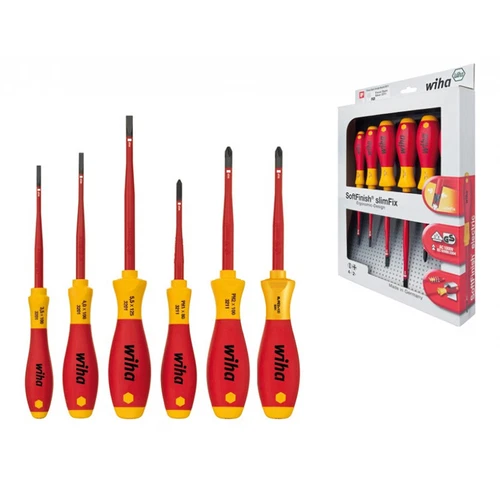 6 tlg. Wiha Elektriker Schraubendreher Set SoftFinish® electric slimFix Satz
