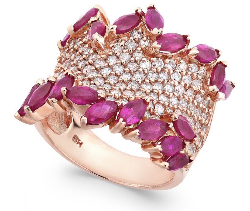 NEW! Effy 14K Rose Gold, Ruby & Diamond Statement Ring/ $7,250/ Size 9