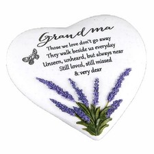 Image of "Thoughts of You" Lavender Stone Heart Memorial Plaque - Choose Design