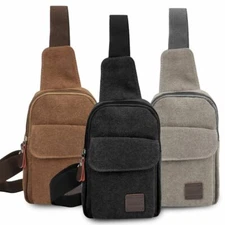 Men's Canvas Sling Pack Chest Bag Shoulder Crossbody Bag Backpack Biker Satchel