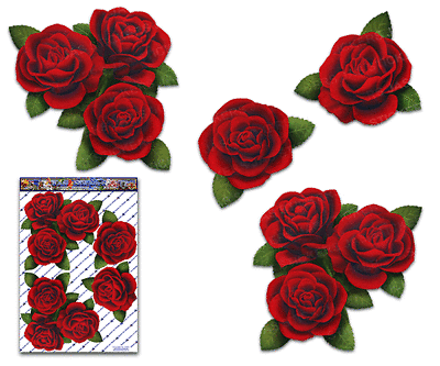 ST066RD_3 JAS Stickers® ROSE FLOWER Car Decal Red Corners Large Vinyl Sticker Pack For Laptop Caravans Trucks & Boats 
