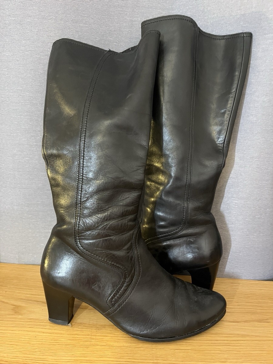GABOR SOFT BLACK LEATHER KNEE HIGH BOOTS