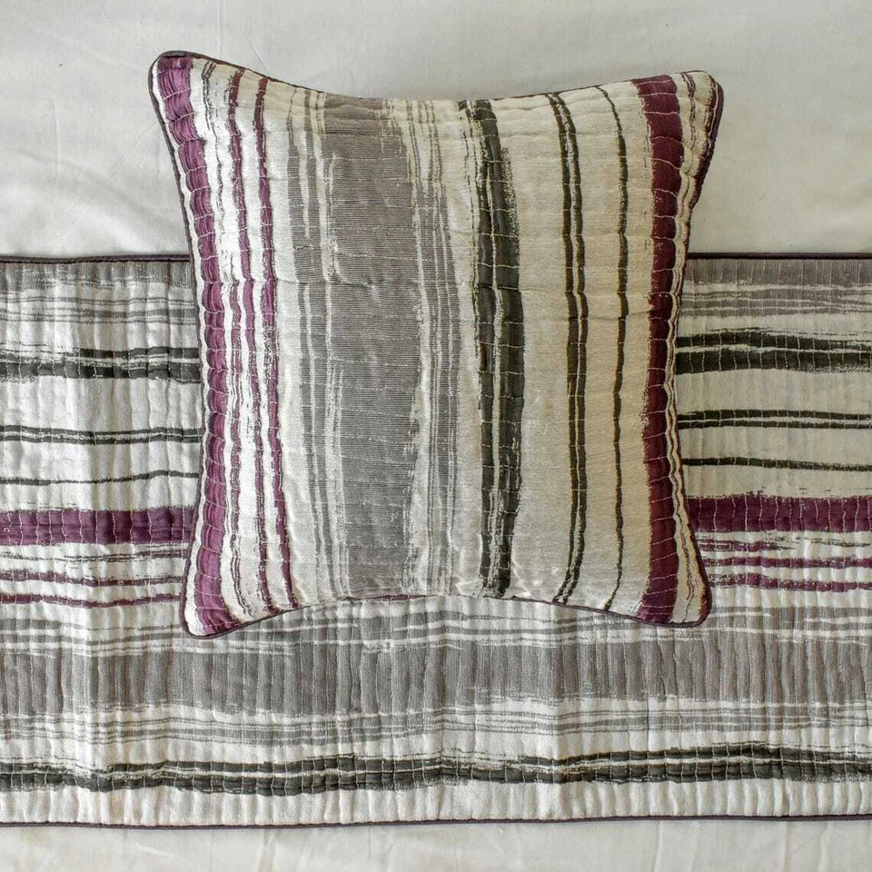 Corredor decorativo cama king size roxo listrado jacquard, abstrato - torção de baga - Imagem 2 de 4