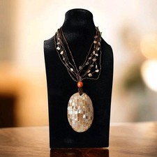 Perlmutt Collier Vintage Kette 60er 70er Jahre Schmuck