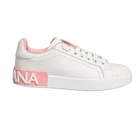 DOLCE & GABBANA Shoes White Pink Lace Up Low Top Sneakers EU37.5 / US7 820usd