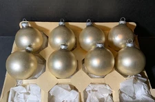 Vintage Shiny Brite Glass Ball Christmas Ornaments Lot (8) Solid Champagne 2.25”