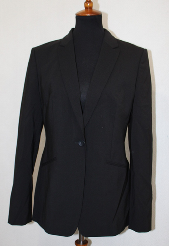 Hugo Boss Boss Gr. 8 Schwarz 1 Knopf Wolle Stretch Jabina Blazer Gefüttert Sakko