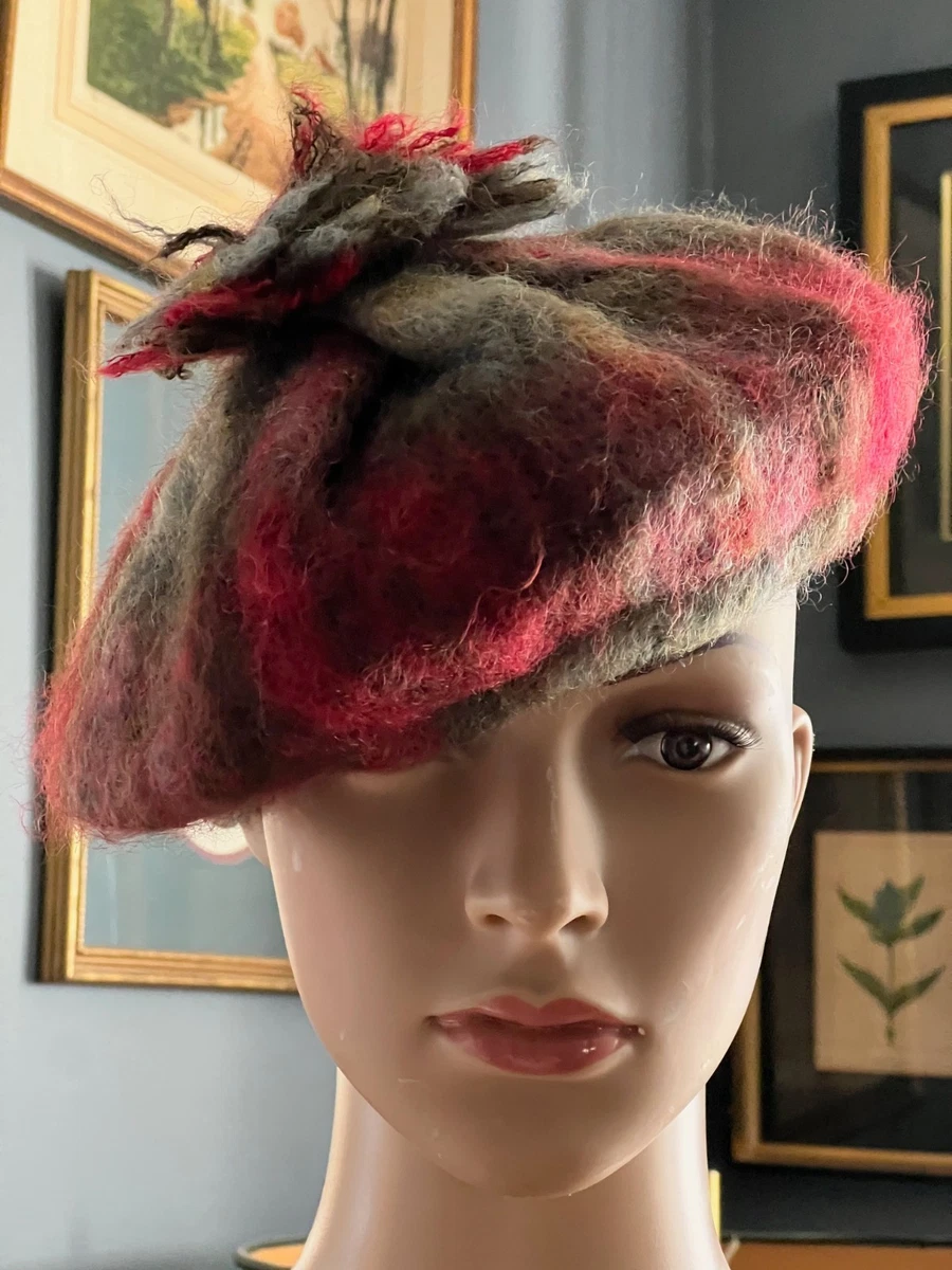Vintage Red Mohair Wool Hat - Snake Print Band With Buckle‎ VTG Crowncap Dry Ice Red Buffalo Plaid Hunting Trapper Wool  main image 2