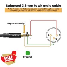 AuxLink XLR to 3.5mm Cable 6ft 2Pack, Gold-Plated TRS to XLR