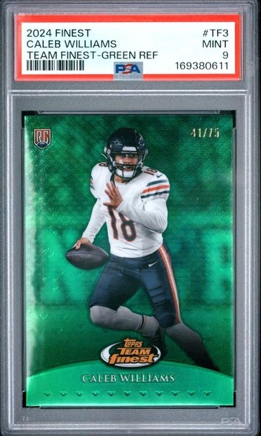 2024 Finest #TF3 Caleb Williams PSA 9 Team Finest Green Refractor Rookie 41/75
