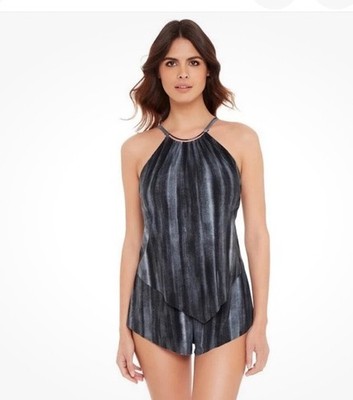 NWT $186 Magicsuit Jeannie Goldie Underwire Bra Romper 1 Piece Swimsuit Black 16