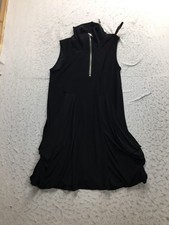 VTG Sharon Max Dress Womens M Medium Black Mock Neck Zip Flare Bottom