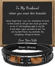 To My Husband Leather Bracelets from Grandma Grandpa Birthday Gifts for Gran...
