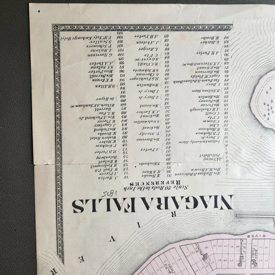 Vintage 1885 Niagara Falls Map Goat Island New York Historic Street Plan Rare - Image 2 of 4