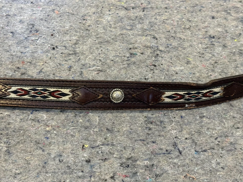 Cinturón Wrangler Para Hombres 34 Cuero Marrón Western Concho Tejido Nocona Hebilla Tooled Foto 4 de 4