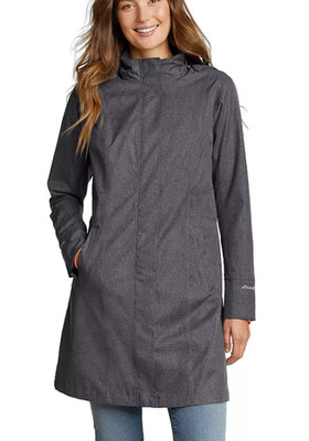 Eddie Bauer Women  Mackenzie WeatherEdge Trench Rain Coat Dark Grey Small