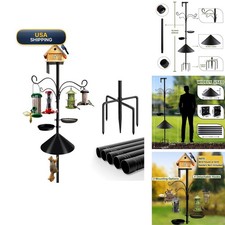 DreiPanda Bird Feeder Pole 92 Inch Heavy Duty with Squirrel Proof Baffle