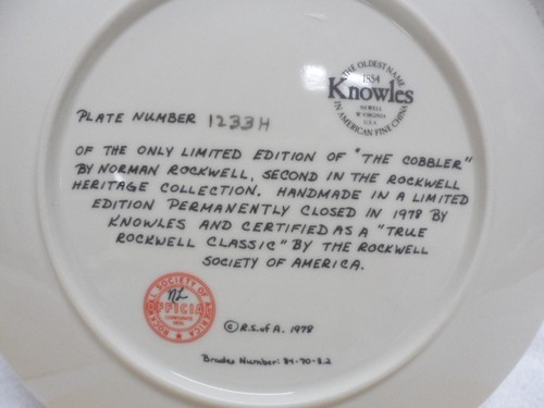Vintage Norman Rockwell Plates, The Ship Builder # 2740M & The Cobbler # 1233H - Picture 8 of 13