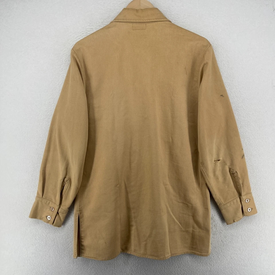 Camisa LEVIS De Colección Para Hombres M Roja Ala de Murciélago Sarga Abotonada Utilidad Manga Larga Marrón Foto 3 de 4