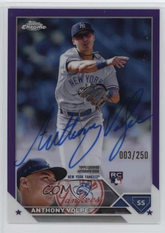 2023 Topps Chrome Rookie Purple Refractor 3/250 Anthony Volpe #RA-AV Auto RC