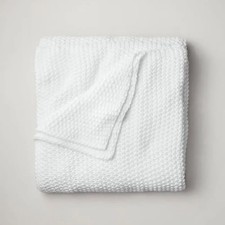 Casaluna King Chunky Knit Bed Blanket White Acrylic Sweater Knit READ