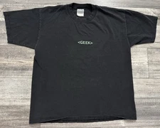 Vintage  GEEK  Think Geek Computer Tech Code T-Shirt Size Large Black Tee