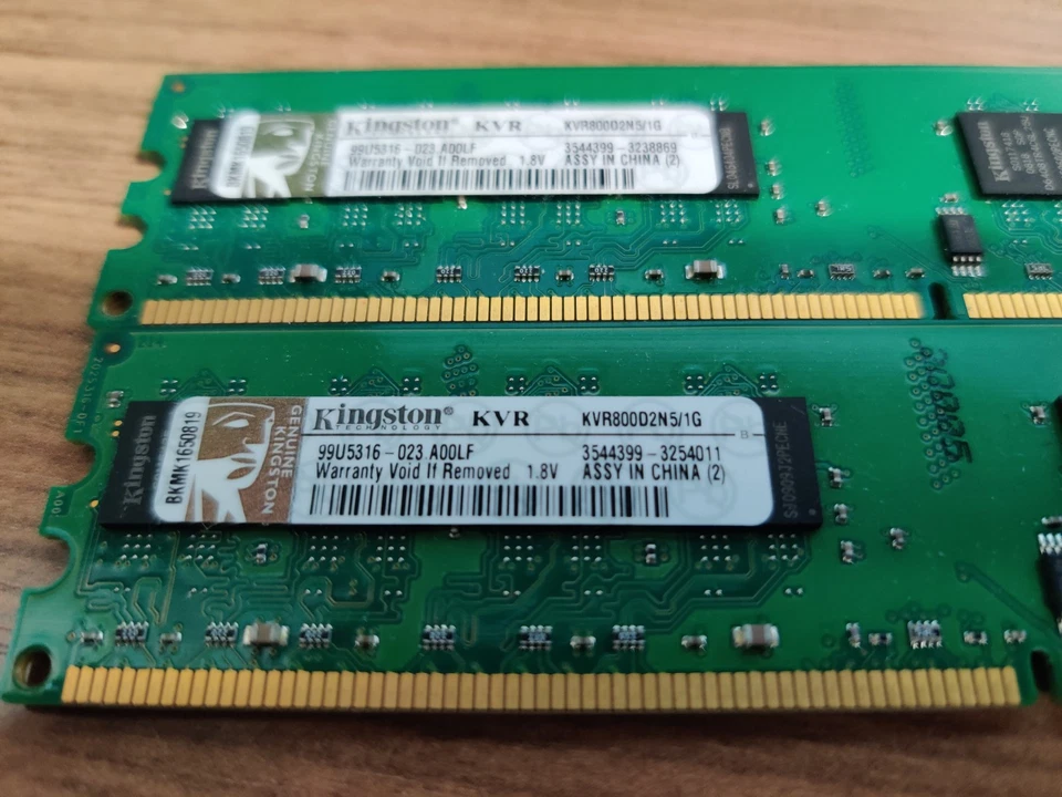 2GB 2x1GB KINGSTON PC2-6400 KVR800D2N5/1G DDR2-800 DESKTOP Ram Memory Kit 240Pin - Image 2 of 4