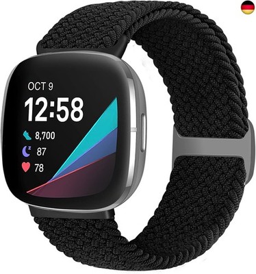 Geflochtenes Solo Loop Armband Kompatibel Mit Fitbit Versa 3/Sense, Elastisch