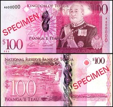 Tonga 100 Pa anga, 2008 ND, P-43s, UNC, SPECIMEN