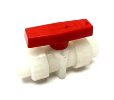 Double Union PVC Ball Valve, 1/2", White, Slip Sockets