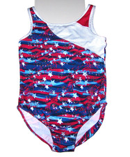 Nwt New Capezio Leotard Leo USA Stars Tank Silky  Hologram Cute Girl L 12 14