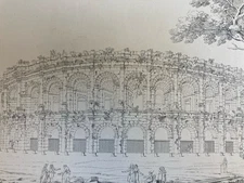 Beautiful Engraving Architecture 1824 Charles Barbaroux 19th Century Nîmes Arena Ancient Rome