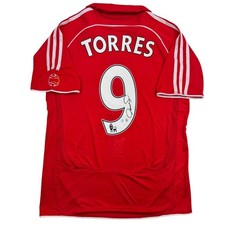 Maglia calcio rossa autografata/firmata Fernando Torres Liverpool Beckett BAS COA