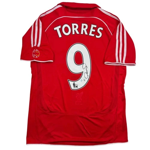 Autographed/Signed Fernando Torres Liverpool Red Soccer Jersey Beckett BAS COA