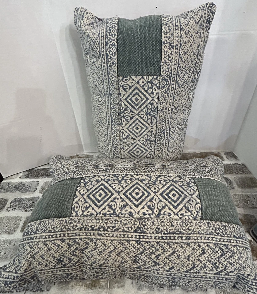 "Juego de 2 fundas extraíbles Pier 1 Importaciones con estampado de retazos 21""x 13""" Foto 3 de 4