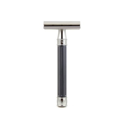 EDWIN JAGGER 3one6 Stainless Steel Grooved Gunmetal Double Edge Safety Razor NEW