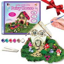 Wooden Fairy House Craft Kit for | DIY Fairy Garden with Paints &amp; Decorations...