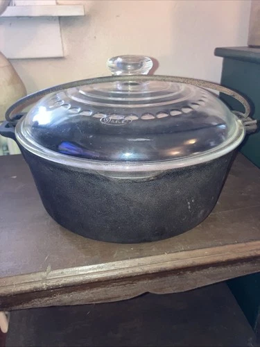 Vintage Wagner Ware Cast Iron 5 Qt Dutch Oven Pot With Lid