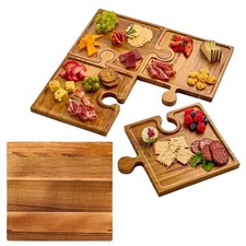 Wooden Charcuterie Boards, Appetizer Tray for Parties & Cutting Board, Set of 4