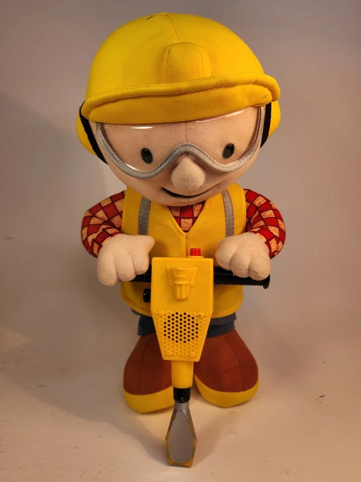 2001 Hasbro Animated Talking Bob the Builder Jackhammering Stuffed Doll Figure - Image 2 of 4