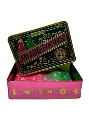 New Dunkin WICKED For Good Munchkin Pink & Green Collectible Tin