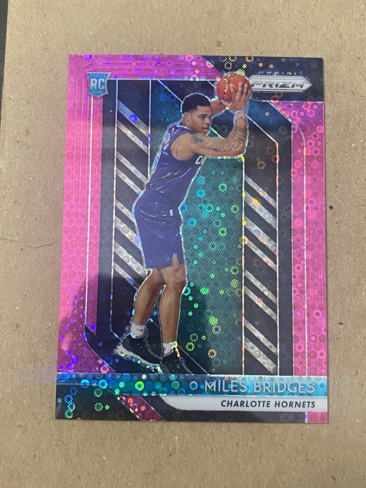 2018-19 Panini Prizm #278 Miles Bridges RC #/50 Fast Break Pink HORNETS ROOKIE