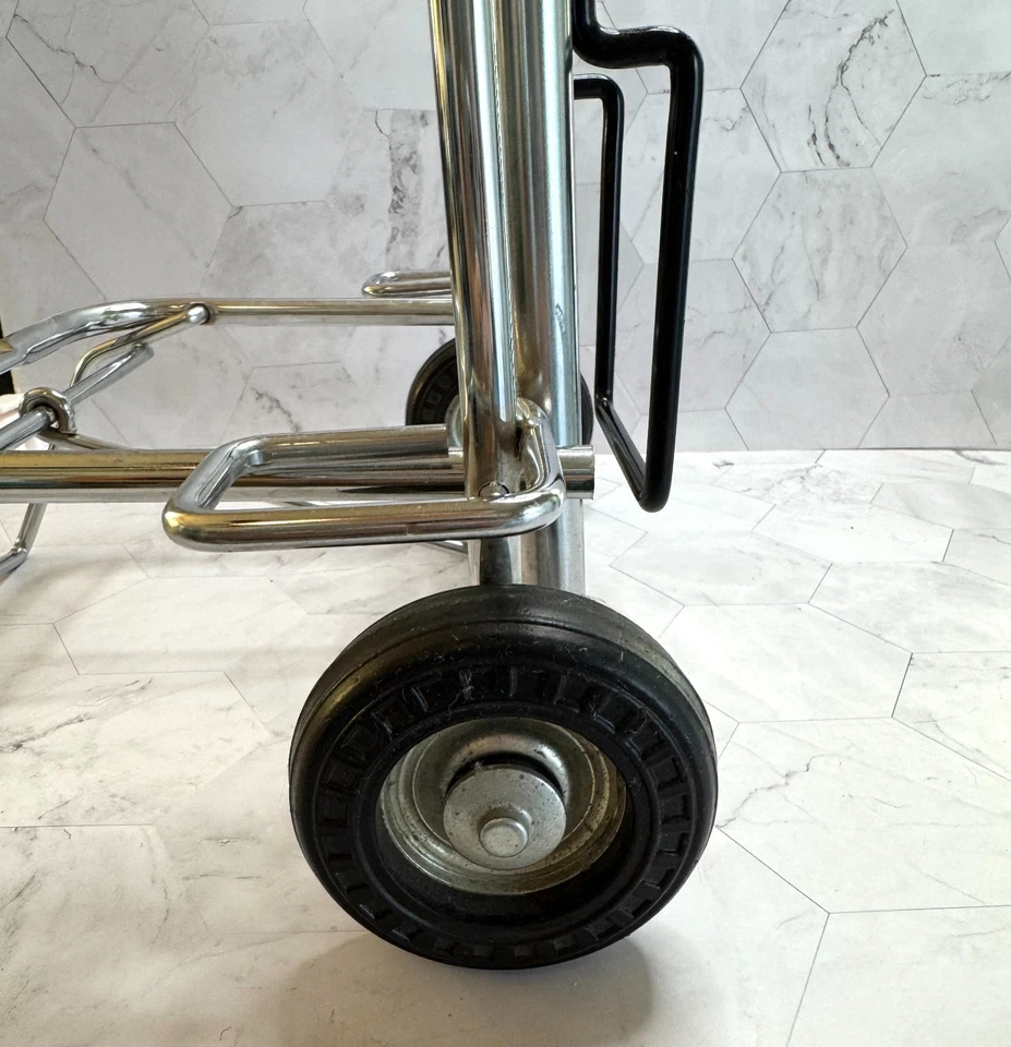 Folding Luggage Travel Chrome Caddy Suitcase Carrier Shopping Cart With Wheels - Image 4 of 4