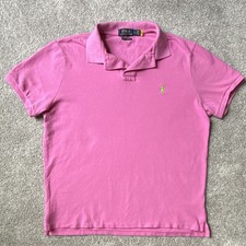 Polo Ralph Lauren Custom Slim Fit Pink Polo Shirt Men's L Short Sleeve RARE