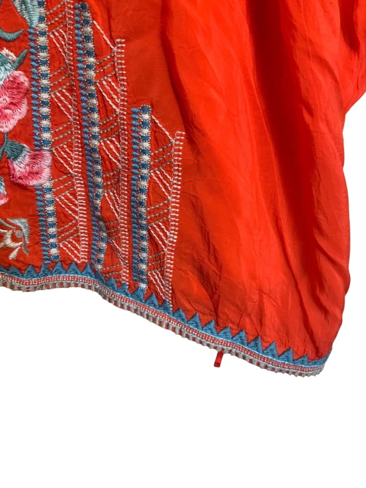 Johnny Was Jade Blouse Size XXL Orange Red Blouse Embroidered Gorgeous - Image 4 of 4