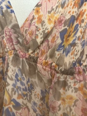 Gypsy 05 Made In Hollywood Size Small 100 Silk Floral Maxi Dress Sleeveless Boho