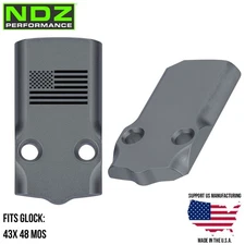 NDZ Slimline MOS Glock 43X 48 Optic Slide Cover Plate Aluminum Engraved Grey